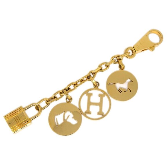 Hermes Amulet Bull Lock Key Holder Bag Charm Gold Small Good 195143 - Picture 1 of 4